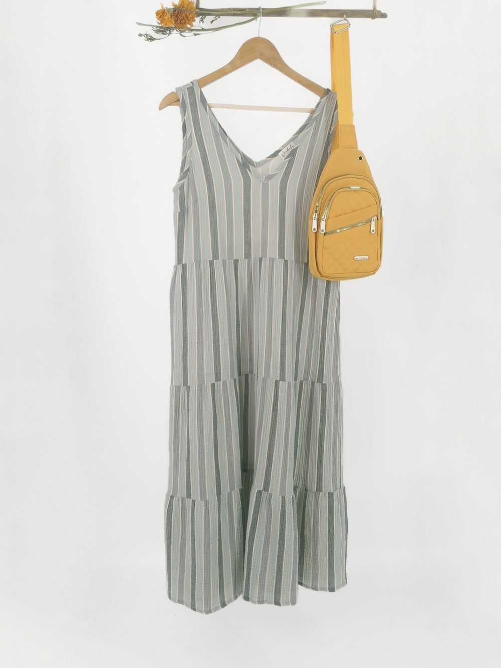 ✨Wonderly Boho Striped Tiered Sleeveless Maxi Dress M✨